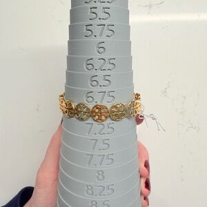 Tory Burch Gold Logo Cuff Bracelet Adjustable Size